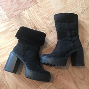 Steve Madden platform fur fold over boots